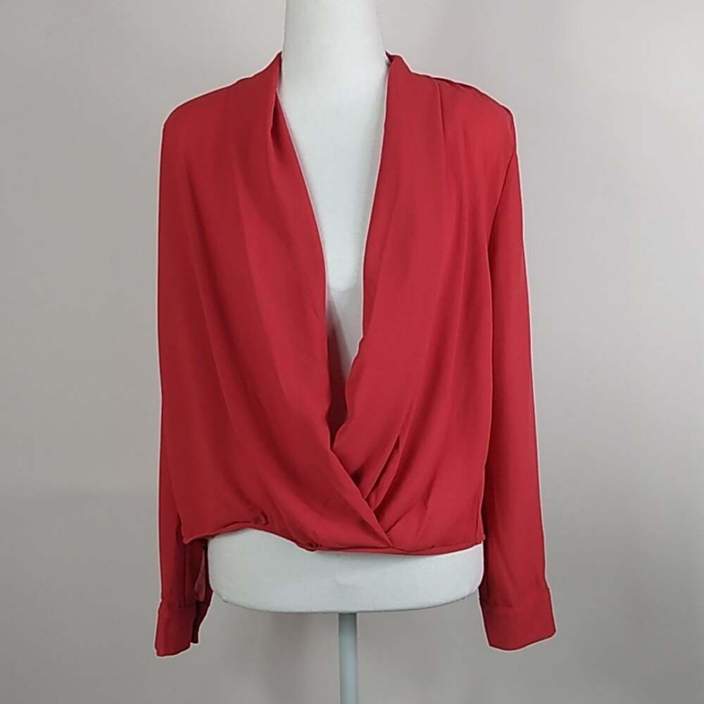 Elodie Women's Drape Front Surplice Blouse Pink Small